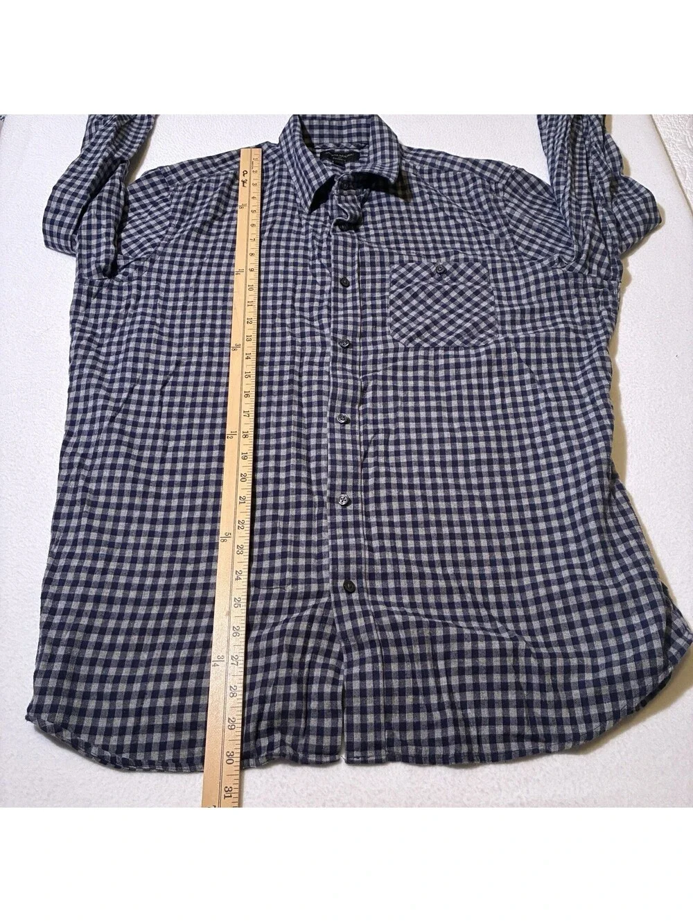 Banana Republic Shirt Men XL Blue Standard Fit Button Gingham Plaid Long Sleeve
